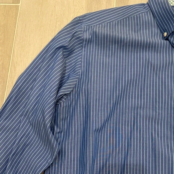 Ben Sherman Large 16.5 34-35 Blue Striped Button Down Shirt - Picture 4 of 10